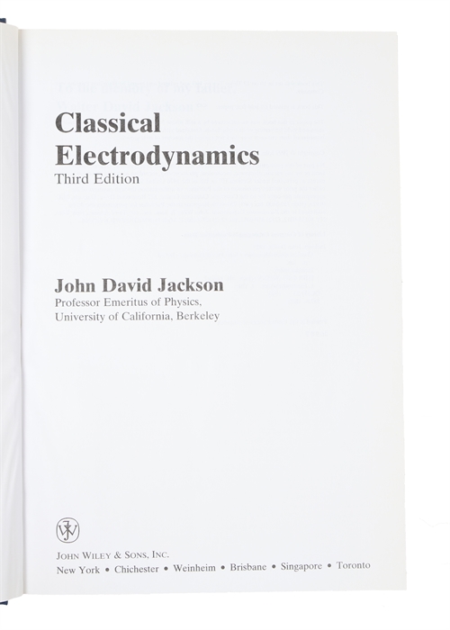 Classical Electrodynamics. Third Edition.