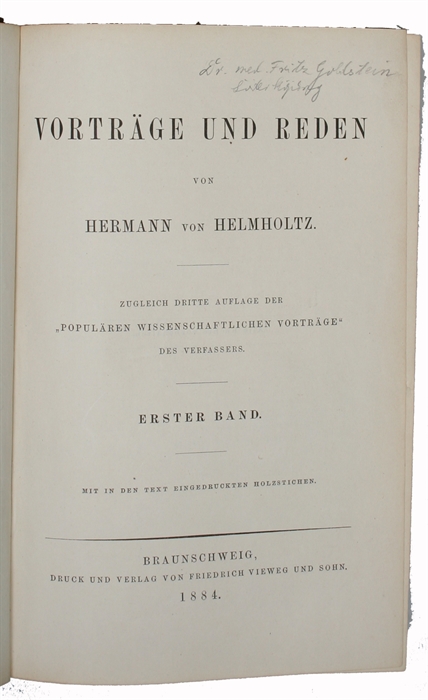 Vorträge und Reden. Zugleich dritte Auflage der "Populären Wissenschaftlichen Vorträge" des Verfassers. 2 Bde.