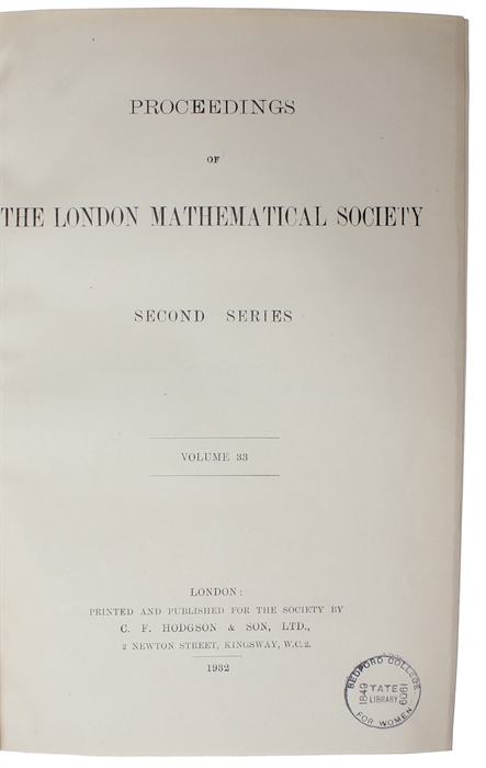 The Derivation of the Pattern Formulae of Two-Way Partitions from those of Simpler Patterns. [Received 28 November, 1930. - Read 11 December, 1930]. [In: Proceedings of the London Mathematical Society. Second Series. Volume 33].