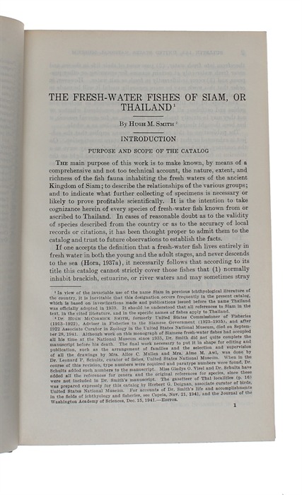 The Fresh-Water Fishes of Siam, or Thailand.