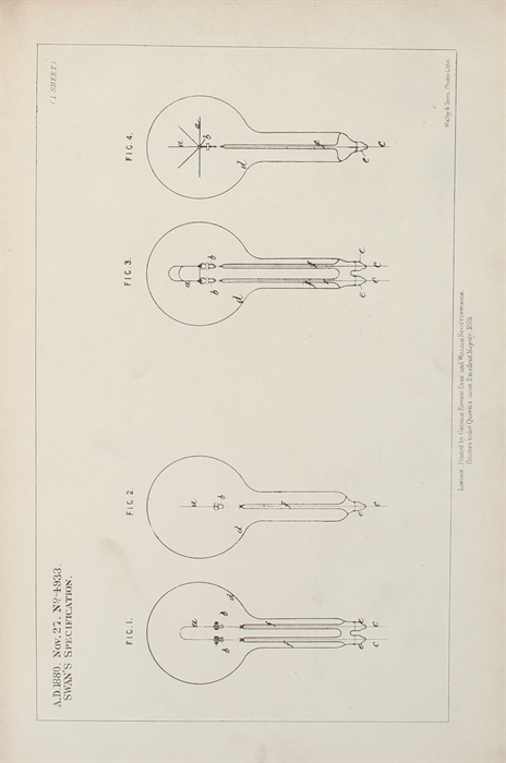 (1) Electric Lamps. Letters Patent for an Invention of "IMPROVEMENTS IN ELECTRIC LAMPS, AND IN THE MATERIALS EMPLOYED IN THEIR CONSTRUCTION." [British Patent] No. 4933. +(2) Electric Lighting by Incandescence (Royal Institution of Great Britain. Weekl...