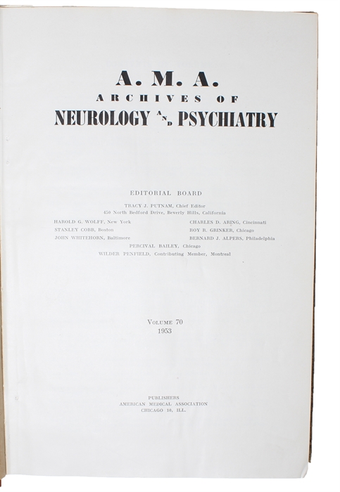Anxiety and Depressive States Treated With Asonicotinyl Hydrazide (Isoniazid). [In: A.M.A. Archives of Neurology and Psychiatry. Vol. 70, 1953].
