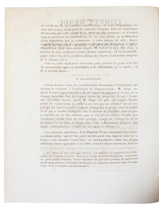 Le Daguerréotype. (Seance du Lundi 19 Aout 1839). (+ Daguerre:) Des procédés photogéniques comme moyens de gravure - Lettre de M. Daguerre à M. Arago. (Séance du Lundi 20 Septembre 1839).