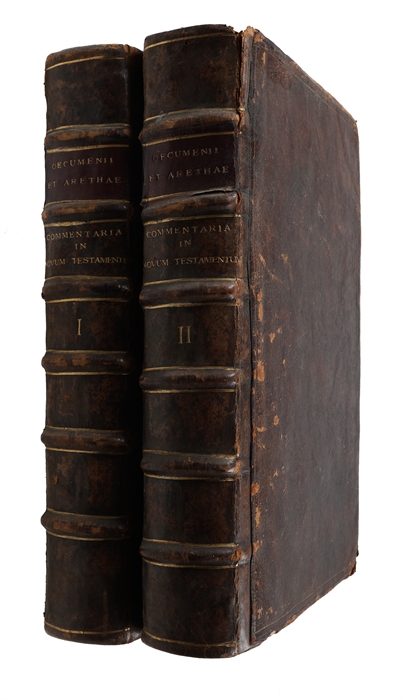 Oikoumeniou  Hypomnemata... (Greek). Oecumenii Commentaria in hosce Novi Testamenti Tractatus. In Acta Apostolorum. In omnes Pauli Epistolas. In Epistolas Catholicas omnes. Accesserunt Arethae Caesareae Cappodociae Episcopi Explicationes in Apocalypsi...