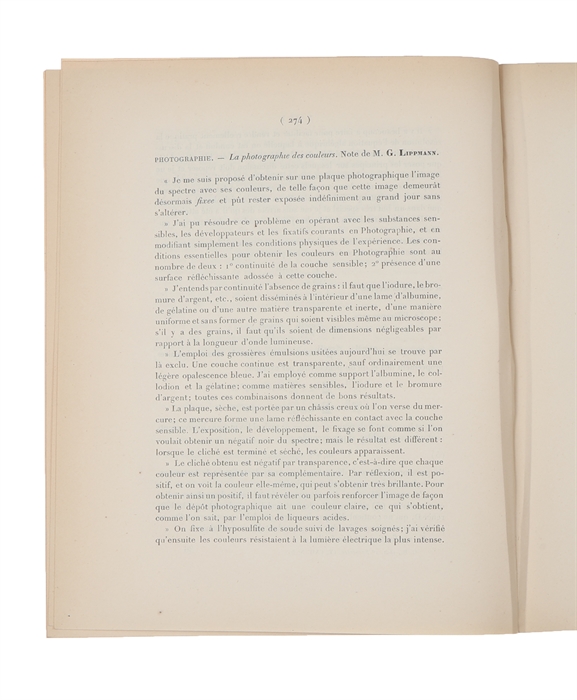 La photographie des couleurs. (+) Observations de Edm. Becquerel sur la Communication de M. Lippmann au sujet de la reproduction photographiques des couleurs.