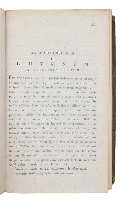 Hymni Homerici cum reliquis carminibus minoribus Homero tribui solitis et Batrachomyomachia. Addita est Demetrii Zeni Versio Batrachomyomachiae ... et Theodori Prodomi Galeomyomachia. Textum recensuit ... Carolus David Ilgen