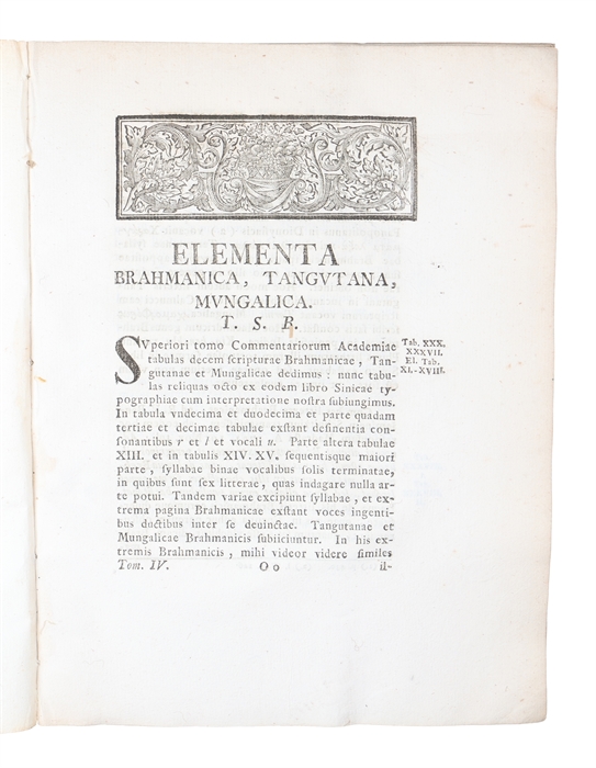 Elementa Brahmica, Tangutana, Mungalica. T.S.B. (Theophilus Siegfried Bayer).