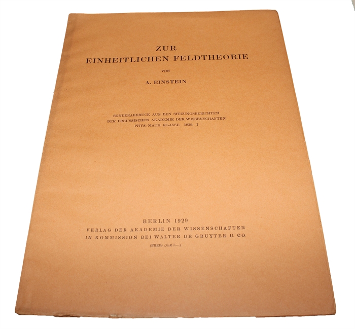 Einheitliche Feldtheorie von Gravitation und Elektrizität (+) Neue Möglichkeit für eine einheitliche Feldtheorie von Gravitation und Elektrizität (+)  Zur einheitlichen Feldtheorie (+) Einheitliche Feldtheorie und Hamiltonsches Prinzip (+) Über den ge...