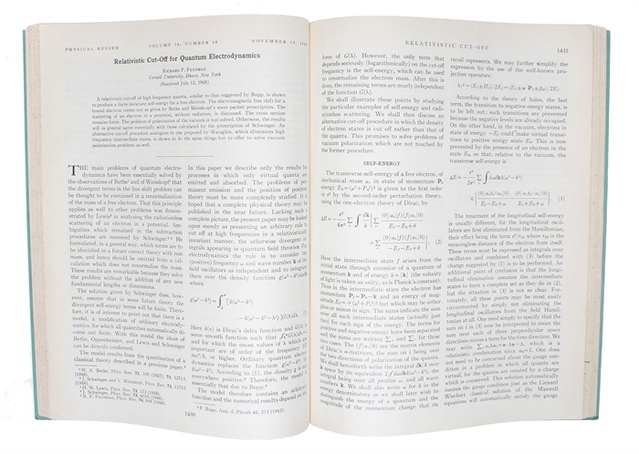 Relativistic Cut-Off for Quantum Electrodynamics [In: "The Physical Review. Volume 74, No. 10."].