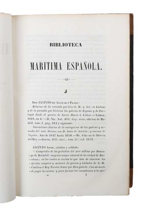 Biblioteca Maritima Espanola, Obra posthuma. 2 Tomos.