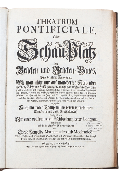 Theatrum Machinarum Generale. Schau=Platz des Grundes Mechanischer Wissenschaften...   Alles mit viel nütlichen Anmerkungen und besonderen neuen Inventionibus und Machinen vermehret, und mit vielen Figuren deutlich vor Augen gestellet... Bd. 1-9 (von 10)