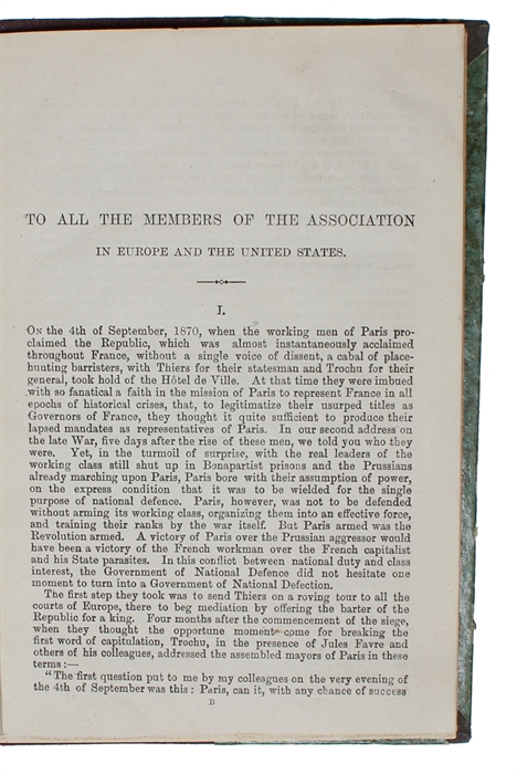 The Civil War in France. Address of the Gerenal Council of the International Working-Men's Association. 