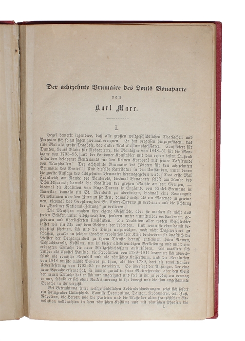 Der 18the Brumaire des Louis Napoleon [in: Die Revolution, eine Zeitschrift in zwanglosen Heften. Herausgegeben von J. Weydemeyer. Erstes Heft].