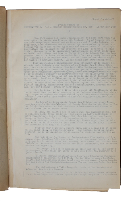 Svensk Udgave af "Information". Nr. 303-473. (10. Oktober 1944 - 5. Maj 1945). 4 Bind.