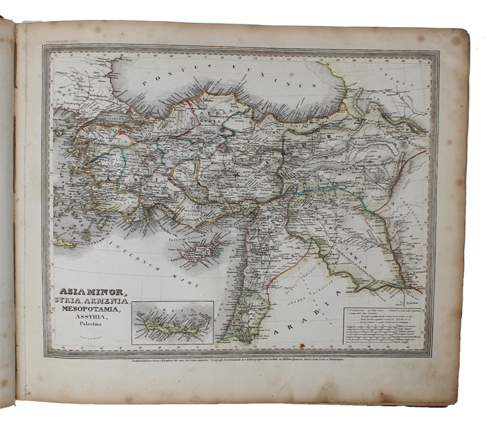 Composite atlas consisting of 129 maps from "Meyer’s Groschen-Atlas", "Meyer’s Zeitungs-Atlas", "Meyer’s Zeitungs und Groschen-Atlas" and "Atlas in 64 Karten".
