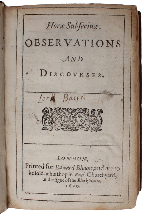 Horae Subsecuiae. Observations and Discourses. 