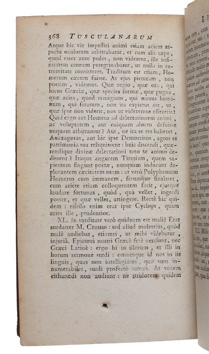 Tusculanes de Ciceron, traduites par Bouhier, et d' Olivet, de l'Academie Francaise. Nouvelle Edition. 2 vols. 