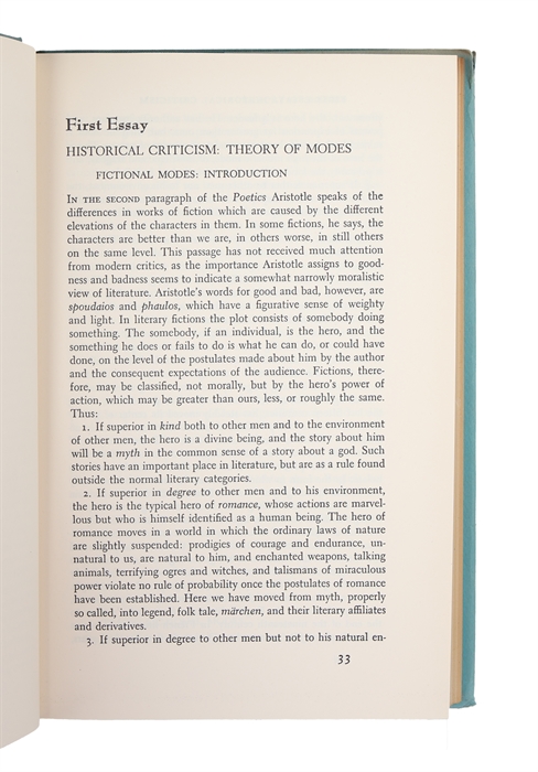 Anatomy of Criticism. Four Essays.