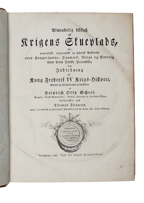 Almindelig Udkast af Krigens Skueplads, eller geographisk, topographisk og historisk Beskrivelse over Kongerigerne: Danmark, Norge og Sverrig samt deres Tydske Provindser, som Indledning til Kong Frederik IV Krigs=Historie...fordansket ved Thomas Thaa...