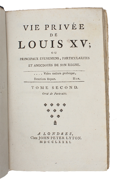 Vie Privée De Louis XV. 4 vols. 