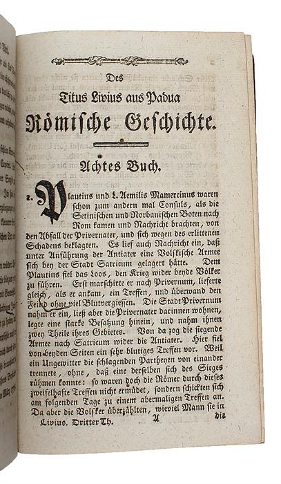 Des Titus Livius aus Padua Römische Geschichte. 8 parts. 