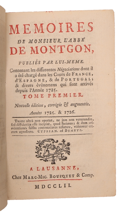 Memoires de monsieur l'abbé Montgon. Nouvelle édition, corrigée & augmentée. 8 vols.