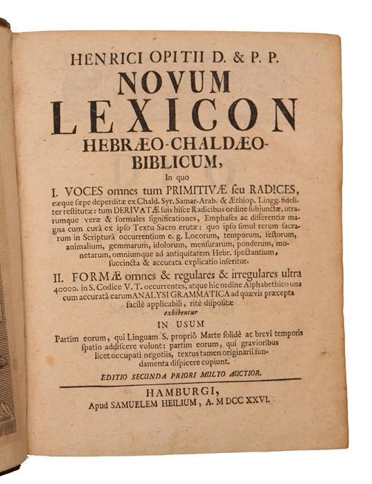 Novum lexicon hebraeo-chaldaeo-biblicum. Editio secunda priori multo auctior.