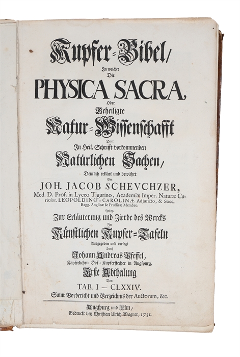 Kupfer-Bibel in welcher die Physica sacra oder geheiligte Natur-Wissenschaft derer in heil. 4 vols. 