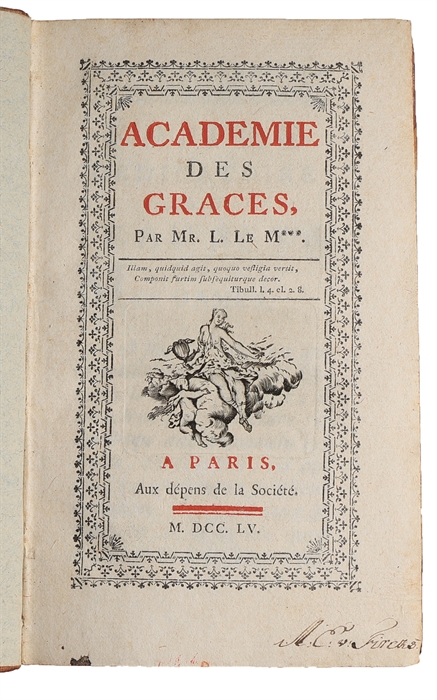 Lettre d'un Inconnu à un Inconnu à l'occasion de la fameuse dispute entre Mr. Maupertius et Mr. Koenig (+) Academie des Graces Par Mr. L. Le Me***.