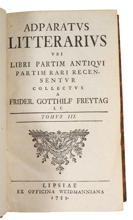 Adparatus litterarius ubi libri partim rari recensentur collectus. 3 vols. 