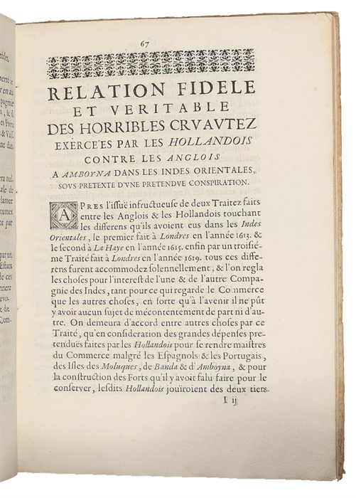 Diverses pieces servans de réponse aux discours publiez par les Hollandais, sur ce qui s'est passé entre l'Angleterre et la Hollande.

(Containing the following seven articles:)
1. Réponse á l'ecrit des Hollandais, intitulé, La replique des Seig...