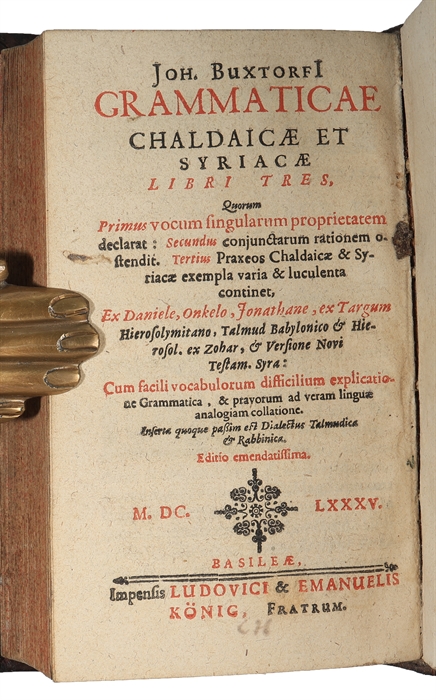 Grammatica Ebraea generalis (+) Grammaticae Chaldaicae et Syriacae, Libri Tres.