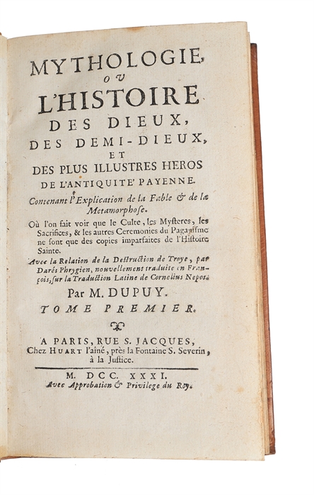 Mythologie ou l'histoire des dieux, des demi-dieux et des plus illustres heros de l'antiquite payenne. 2 vols. 