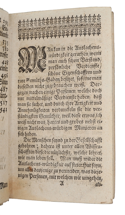 Betrachtungen über die Auslachens-Würdigkeit. 2 parts (+) (unidentified work, lacking title-page).