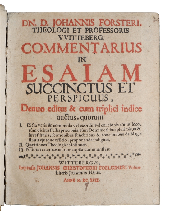 Commentarius in Esaiam succinctus et perspicuus (+) Commentarius In Prophetam Jeremiam (+) Justi Christophori Schomeri (...) (+) Exegesis in Omnes Epistolas S. Pauli Minores (+) In D. Pauli Ad Colossenses Epistolae Commentatio Continens Cuiusvis Capit...