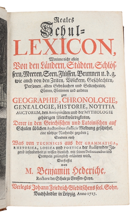 Reales Schul-Lexicon, Worinne nicht allein Von den Laendern, Staedten, Schloessern, Meeren, (...).