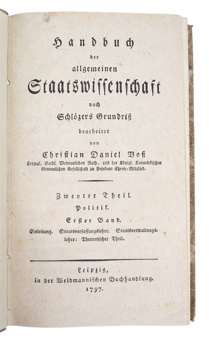 Handbuch der allgemeinen Staatswissenschaft nach Schlözers Grundriss. 6 vols. 