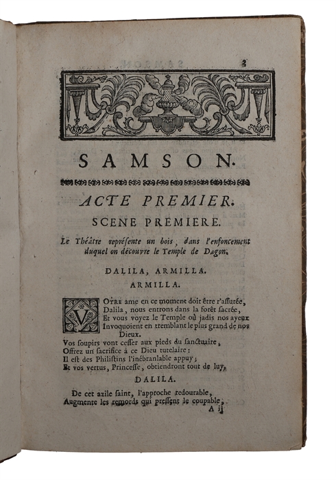 Samson mis en verso ... Represente pour la premiere fois le viengt-huist Fevrier par les Comédiens italiens ordinaires de S. M., théâtre de l'Hôtel de Bourgogne, 28 février 1730 (+) Le Bolus, parodie du Brutus. Represente le 24. Janvier 1731 par...