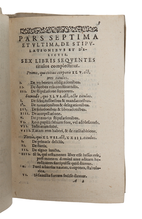 Digestorum seu Pandectarum. Pars tertia, quarta, quinta, sexta, septima. (Part: 3, 4, 5, 6, 7).