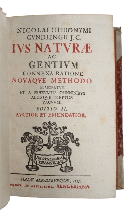 Ius naturae ac gentium connexa ratione novaque methodo elaboratum et a praesumtis opinionibus aliisque ineptiis vacuum. Editio II.