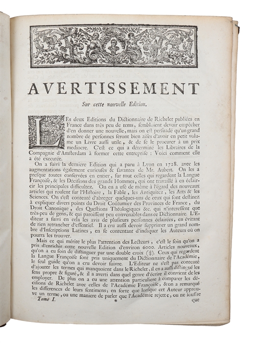 Dictionnaire de la langue françoise, ancienne et moderne... Nouvelle edition augmentée d'un grand nombre d'articles. 2 vols. 