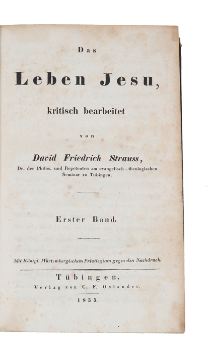 Das Leben Jesu, kritisch bearbeitet. 2 vols. 