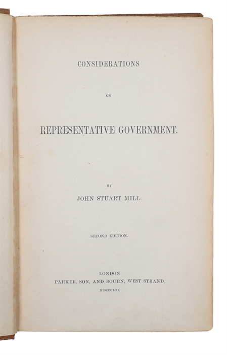 Considerations on Representative Government. Second edition.