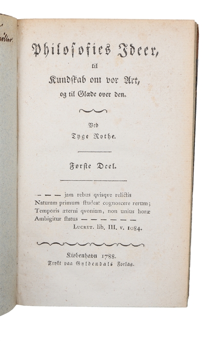 Philosofies Ideer, til Kundskab om vor Art, og til Glæde over den. 1.-2. Deel. 2 bd.