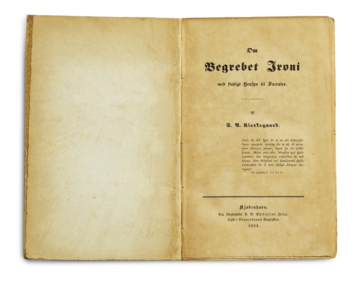 Om Begrebet Ironi med stadigt hensyn til Socrates. Af S. A. Kierkegaard.
