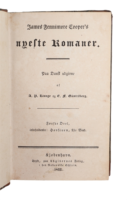 Havfruen eller Søskummeren. En Fortælling. Overs. af Frederik Schaldemose. oversat af F. Schaldemose. 3 vols (i.e. English: "The Water-Witch, or the Skimmer of the Seas")