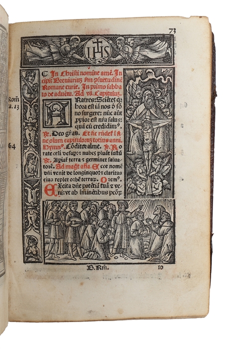Breviarium Romanum novissime impressum cum annotationibus numerorum in marginibus psalmorum: hymnorum: antiphonarum: & responsiorum: ac etiam capitolorum & hysteoriarum quo libro biblie facillime inneniantur: inveniantur: cum plurimis figuris ornatum.