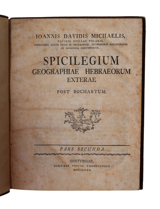 Spicilegium Geographiae Hebraeorum Exterea Post Bochartum. 2 vols. 