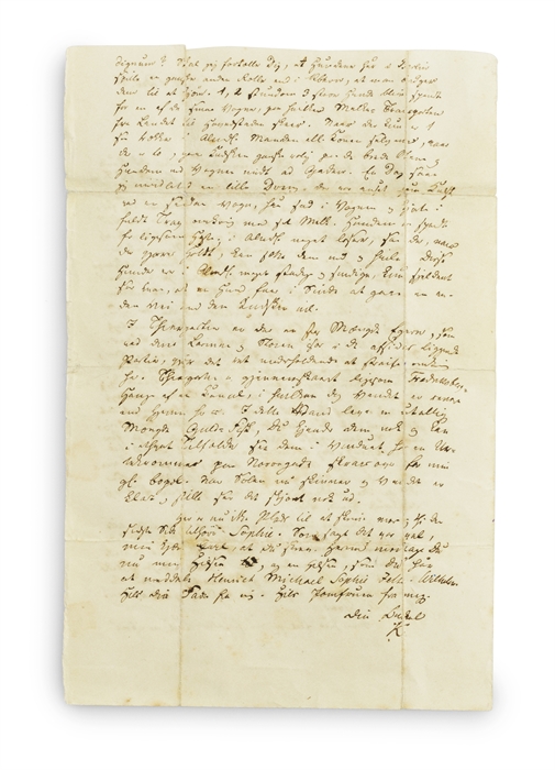 Original handwritten letter for ”Min Kjære Carl” [i.e. My Dear Carl], signed ”din Onkel K” [i.e. Your Uncle K.].