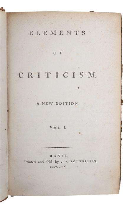 Elements of Criticism. A New Edition. 3 vols.